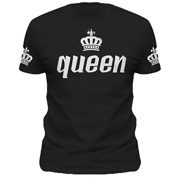 King Queen Lovers Tee T Shirt Imperial Crown Printing Couple Clothes lovers Tee Shirt Femme Summer 2017 New Casual O-neck Tops